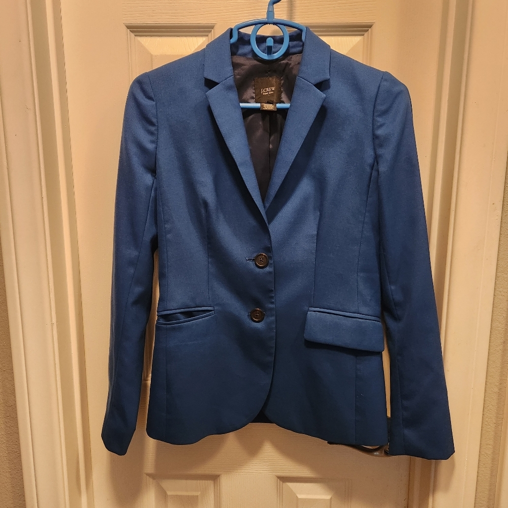 J. Crew super 120s blue wool blazer size 0